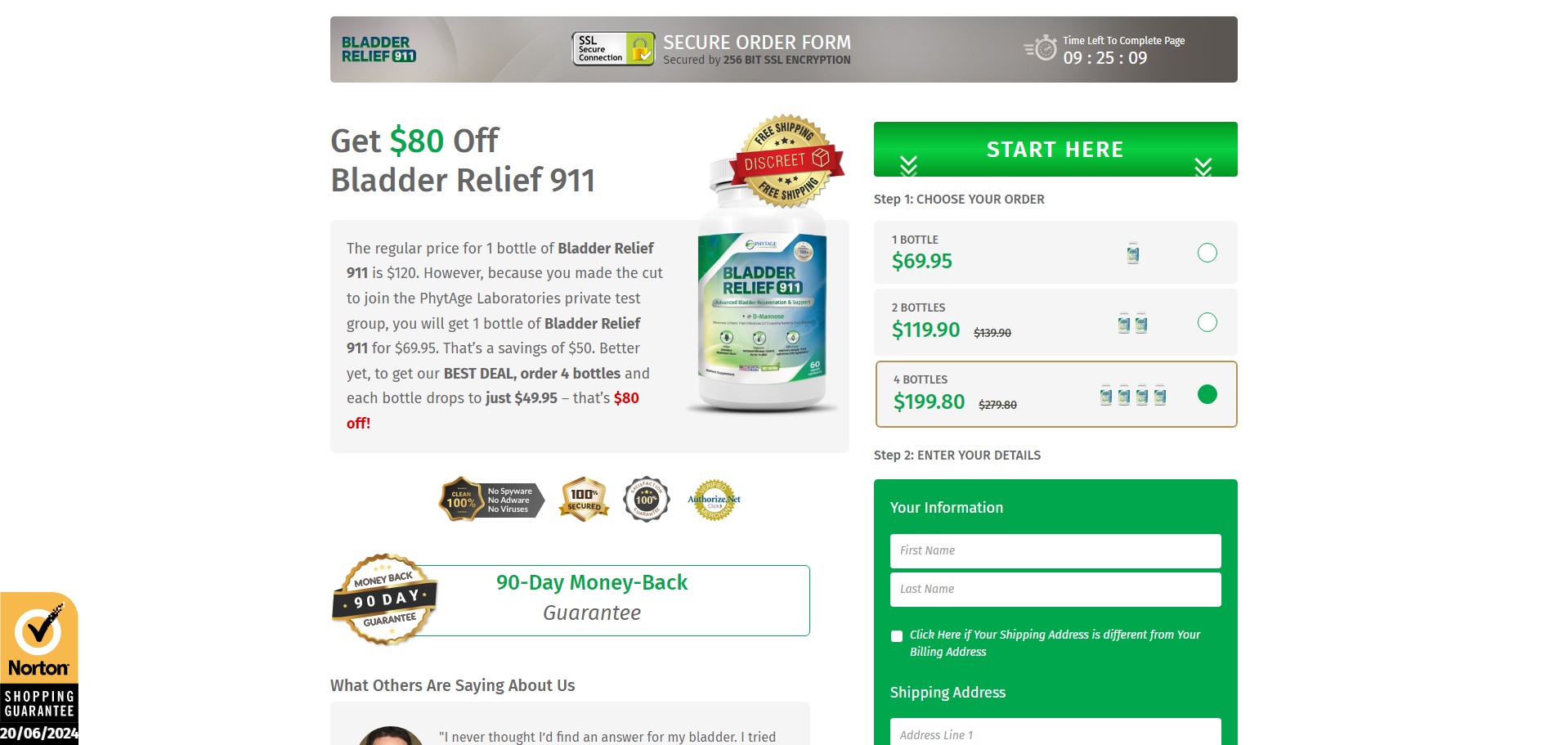 Bladder Relief 911 Produktas